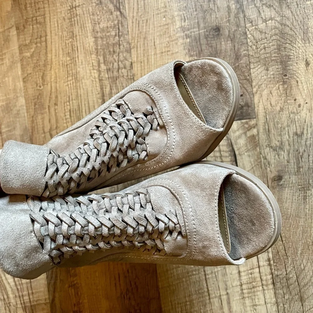 Altar’d State Tan Peep Toe Booties